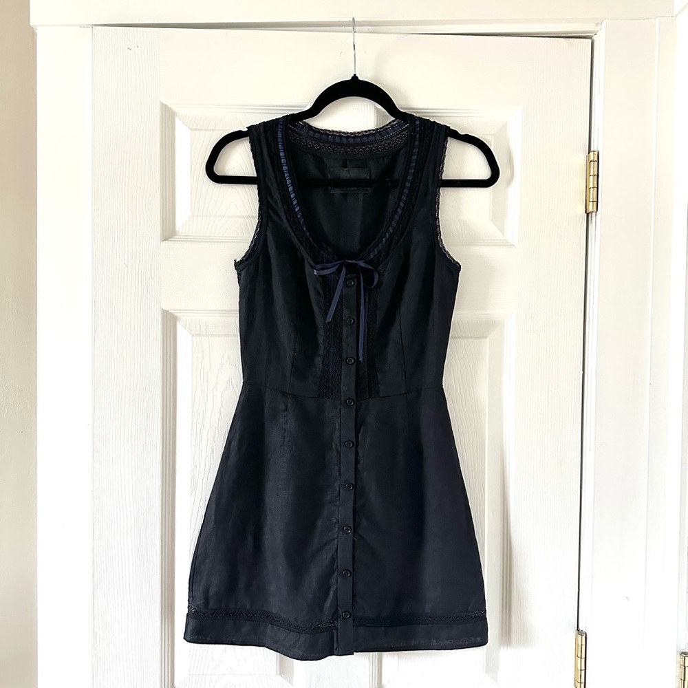 Reformation Black Linen Sheath Mini Dress
